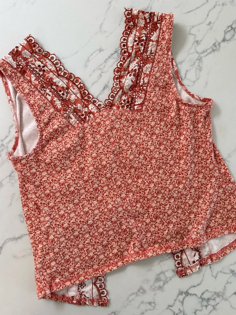 Free People Gesibelle Printed Tank - Rust Combo - Size XL